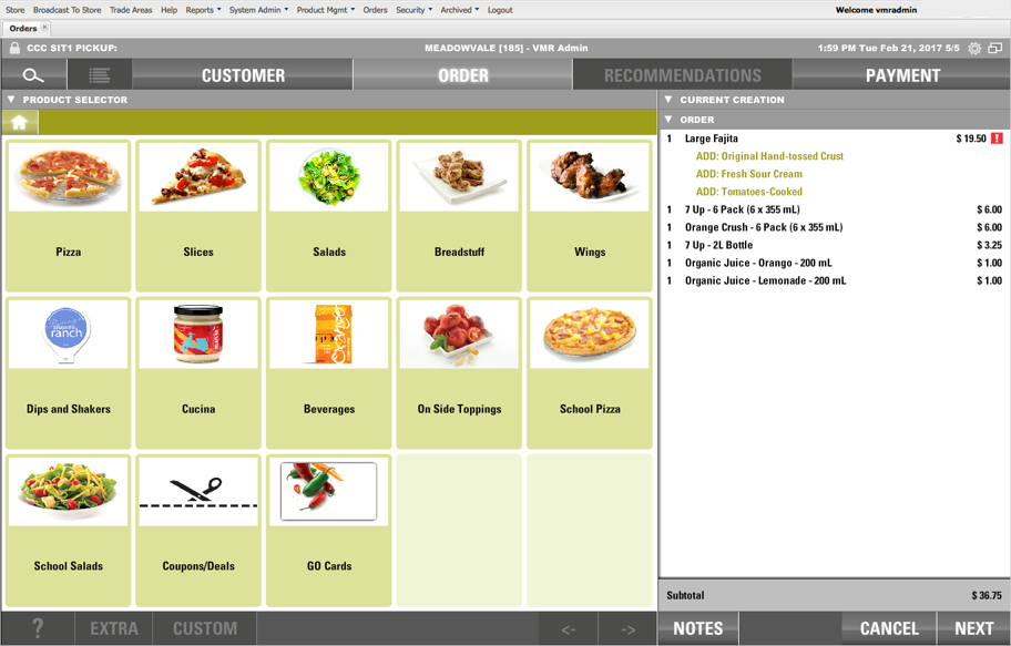 Traditional POS screenshot